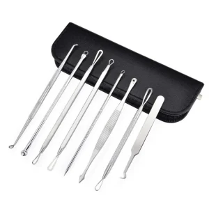 Professional 8pcs Stainless Steel Pimple and Blackhead Remover Set Acne Extractor Tool Comedones Extractor Acen Needle Set