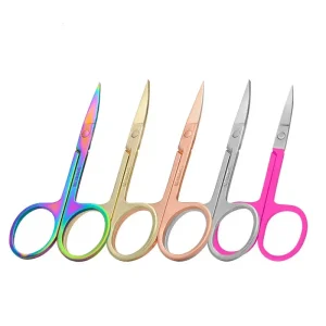 Professional Colorful Curved Sharp Stainless Steel Makeup Scissors for Precision Eyebrow Grooming