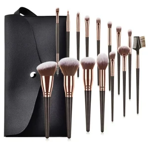 Professional Comprehensive Double Ended Pink Brown Vegan Kabuki Blending Brush Set Foundation Eyeshadow Concealer Shaving Brush