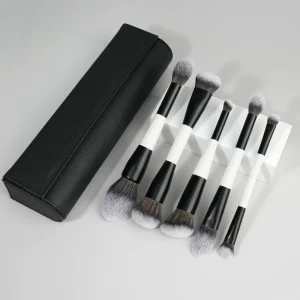 Professional Custom Double Ended Makeup Brushes Set Black White Handle Foundation Blending Brushes Kits with Bag