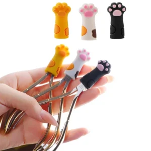 Professional Double Solid Silicone Dead Skin Tweezers Nail Art Cat Claw Protective Sleeve