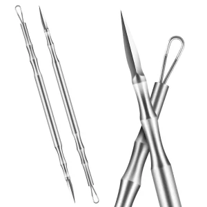 Professional Facial Nose Blackhead Remover Tweezers & Acne Removing Needles Stainless Steel Pore Cleaning Makeup Tool