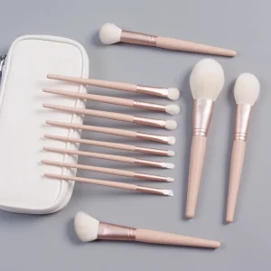 Professional High Quality Pink Goat Hair Makeup Brush Set Custom Logo Makeup Brushes for Beauty Enthusiasts Durable Makeup Tools