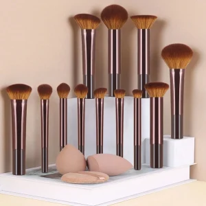 Professional Long Handle Face Makeup Sponge Set Loose Powder Eye Shadow Concealer Eyebrow Brush Tools 10/12/15pcs Per Set