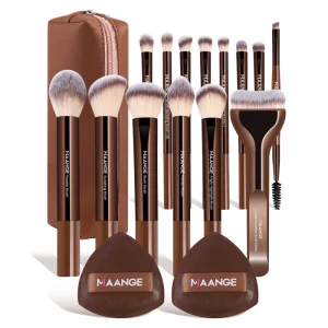 Professional Makeup Brush Set 14PCS Flat Makeup Brush Set 2PCS Sponge Foundation Concealer Makeup Brush Set