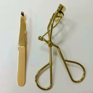 Professional Makeup Tool Golden Color Eyelash Curler Eyebrow Hair Plucking Tweezer