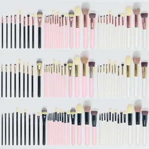 Professional Makeup Tools Foundation Eyebrow Fan Brush Set Eco Friendly Wood Handle Synthetic Hair Contour Eyeliner Lip Liner