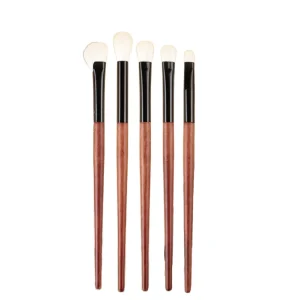 Professional Makeup White Natural Goat Hair Wood Handle Eyeshadow Brush 5 Piece Set