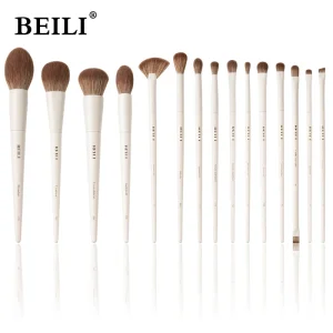 Professional Matte Beige Makeup Brush Set Vegan Face Powder Foundation Fan Shape Makeup Brushes
