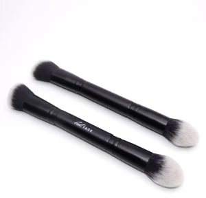 Professional Matte Black Dual End Make up Synthetic Face Foundation Even Powder Blending Highlight Cosmetic Brushes