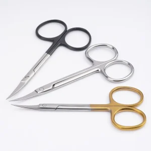 Professional Medical Grade Fine 11.5cm Nail Cuticle Nipper Makeup Gold Handle Ultra Thin Curved Blade Pointed Scissor