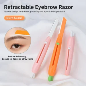 Professional Plastic Dual Head Retractable Eyebrow Trimmer with Long Short Heads for Precision Shaping Safe and Gentle