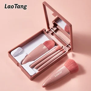 Professional Portable 5 Piece Synthetic Fibre Makeup Brush Set Mirror Face Application Angular Blush Loose Brushes