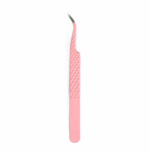 Professional Powder Coated Pink Eyelash Extension Tweezers Anti Magnetic Stainless Steel Classic Volume Lash Tools Durable