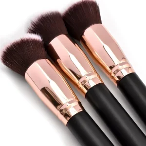 Professional Private Label Kabuki Black Gold Single Face Lip Flat Foundation Makeup Brush