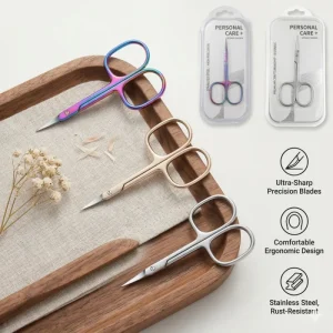 Professional Russian Manicure Scissors Curved Stainless Steel Nail Care Tool with Sharpness for Beauty Makeup & Cuticle Trimming