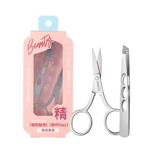 Professional Safety Eyebrow Scissors Stainless Steel with Eyebrow Tweezers Makeup Artist Scissors for Precise Grooming Trimming