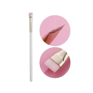 Professional Single Cosmetic Makeup Brush for Brows White Gold Luxury Pink Firm Synthetic Hair Vegan Flat Brow Brush OEM
