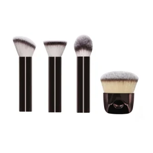 Professional Single Foundation Face Brush Metal Handle Popular Brown Blending Private Label Makeup Tool Nylon Aluminum Material