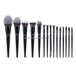 Professional Single Makeup Brush with Wood Handle Black Dense Synthetic Hair for Blush Contour Highlight Cheek Use