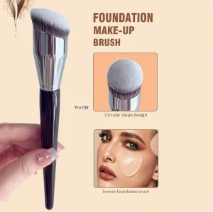 Professional Single Slanted Head Foundation Contour Portable No Trace Non Powder Absorbing Wood Synthetic Hair Makeup Brush