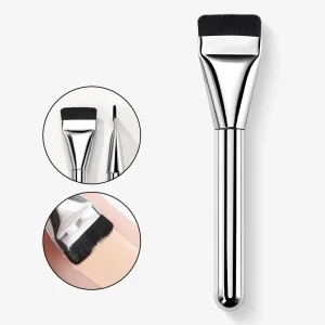 Professional Soft Single Silver Foundation Flat Brush Beauty Synthetic Hair Mask Brush for Makeup