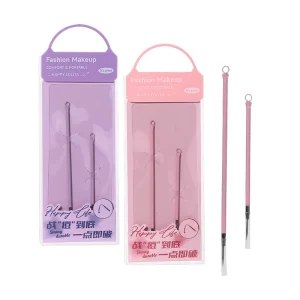 Professional Stainless Steel Blackhead Remover 2 Piece Acne Needle Set with Acne Treatment for Nose Face Skin Care