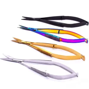 Professional Stainless Steel Cuticle Scissors Eye Brow Squeeze Spring Scissors Cutter Open Eye Microscissors Manicure Eyebrow