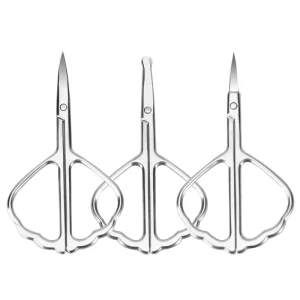 Professional Stainless Steel Eyebrow Scissors & Cuticle Nose Hair Trimmer Butterfly Shape Facial Hair Removal Plastic Handle