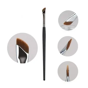 Professional Ultra Thin Wooden Handle Angled Flat Head Single Eyeliner Eyebrow Waterproof Makeup Brush