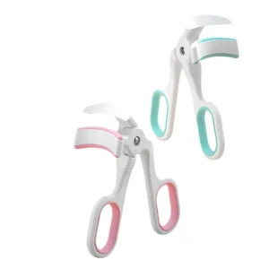 Professional Women’s Eyelash Curler Tweezers Set Pink Green Rounded Tip Comfortable Handle Durable Plastic