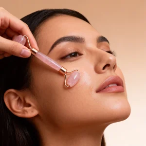 Promotion Price Natural Crystal Stone Rose Quartz Jade Roller for Facial Tool Massage Jade Roller and Gua Sha Set for Face