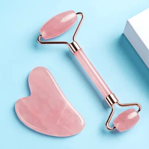 Pure Natural High Quality Jade Roller for Face Original Pink Gua Sha Stone Lifting Firming Tighten Skin