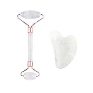 Pure Natural Rose Quartz Jade Roller GuaSha Stone Massager Wrinkle Remover Face Lift Skin Rejuvenation Facial Massage Tool for