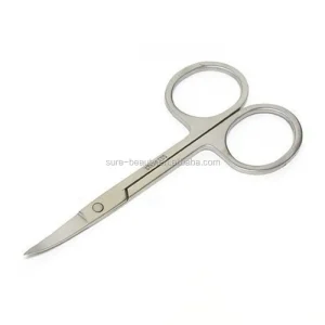 RECOLOR Beauty Stainless Steel Sharp Trimming Eyebrow Scissors with Narrow Curved Head 9CM Right Handed