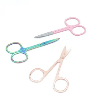 Rainbow Sharp Manicure Cuticle Nail Scissors Stainless Steel Makeup Eyebrow Scissors