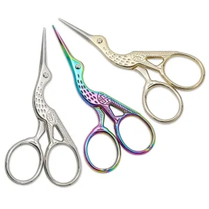 Ready Supply Retro Household Stainless Steel Embroider Scissors Crane Shaped Tea Ceremony Tea Bags Makeup Eyebrow Scissors
