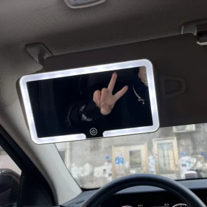 Rechargeable Cosmetic Sun Vanity Mirror With Led Lights Car Visor Makeup Mirror
