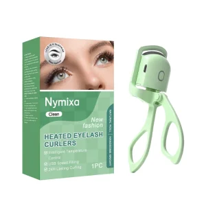 Rechargeable Electric Eyelash Curler with Heat Lash Lift and Curling Wand Green Made of Silicon