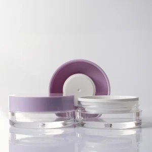 Recyclable Round Clear Empty ABS Plastic Loose Powder Jars with Sift for Cosmetic and Skin Care Makeup Tools
