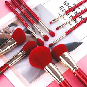 Red Hair Professional Vegan Makeup Brush Set Private Label