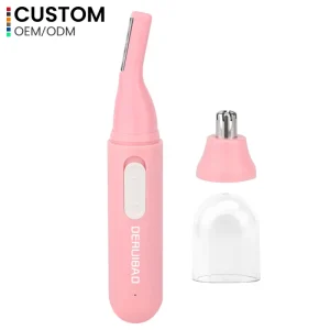 Replaceable Dual Head Rechargeable Facial Trimmer Washable Plastic Blades Compact Handheld Design for Nose Eyebrow Grooming
