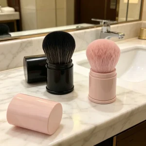 Retractable Makeup Brushes Soft Synthetic Bristle Powder Blush Brush with Protective Cap Portable Travel Cosmetic Tool