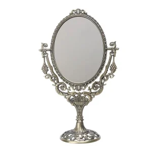 Retro Carved Metal Gold Makeup Mirror Double Sided Bedroom Dressing Mirror