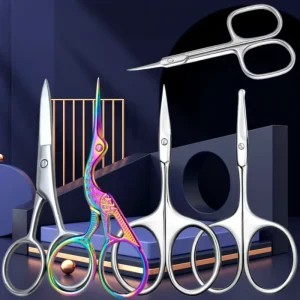 Retro Stainless Steel Beauty Scissors Makeup Grooming Trimmer Eyelash Nose Facial Hair Remover Nail Scissors Sewing Tools
