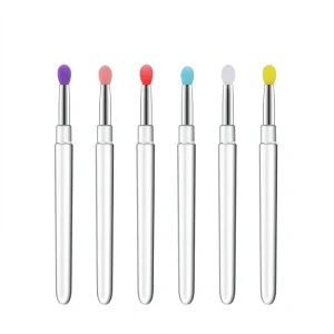 Reusable Chrome Glitter Manicure Tool Silicone Nail Brush for Beauty Salon Easy Daub Pigment Silicone Lip Brush