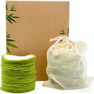 Reusable Makeup Remover Pads 20 Pack Organic Dark Charcoal Bamboo Cotton Pads with Mesh Laundry Bag Cotton Travel Pouch