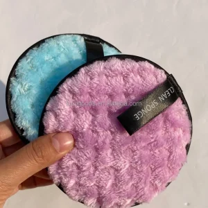 Reusable Oval Fashion Flannel Makeup Remover Sponge Washable Face Cleansing Pad Blue and Pink for Makeup Lovers