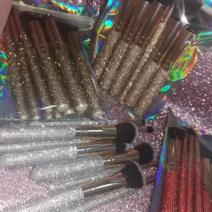 Rhinestone Makeup Brushes Private Label Makeup Brush Set Bling Vendors
