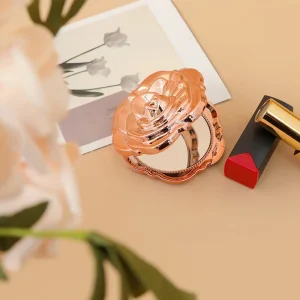 Rose Flower Cosmetic Mirror Ins Style Portable Folding Flip Top Double Sided Mini Student Touch Up Mirror